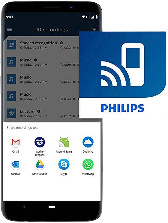 PHILIPS Dictaphone VoiceTracer DVT4110 : Optimisé pour les discours 8Go, 3 Mic