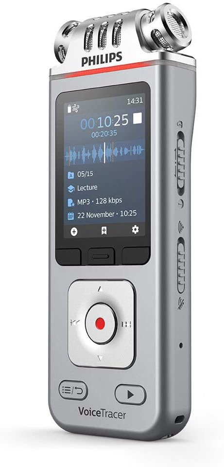 PHILIPS Dictaphone VoiceTracer DVT4110 : Optimisé pour les discours 8Go, 3 Mic
