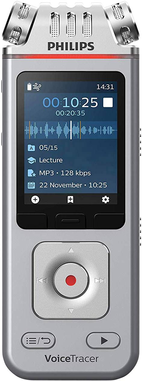 PHILIPS Dictaphone VoiceTracer DVT4110 : Optimisé pour les discours 8Go, 3 Mic