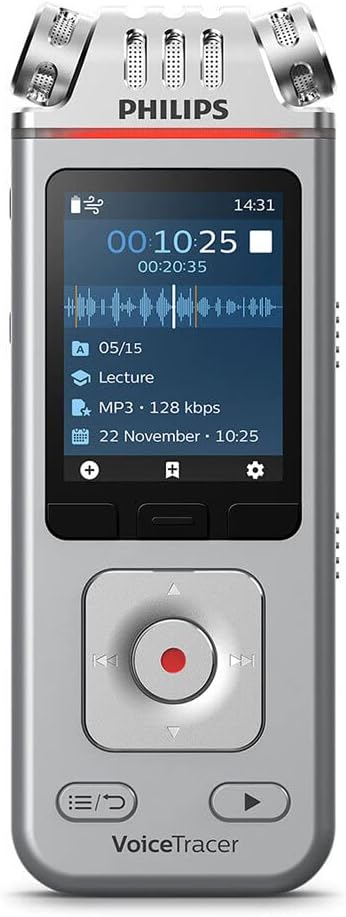 PHILIPS Dictaphone VoiceTracer DVT4110 : Optimisé pour les discours 8Go, 3 Mic