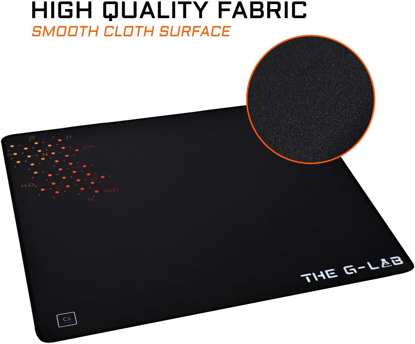 The G-Lab Pad CEASIUM - Tapis de Souris Gaming XL - Grand Tapis de Souris Gamer - Surface Optimisée Haute Précision - Base Antidérapante en Caoutchouc - Tapis de Souris Large 450x400x4mm - Noir