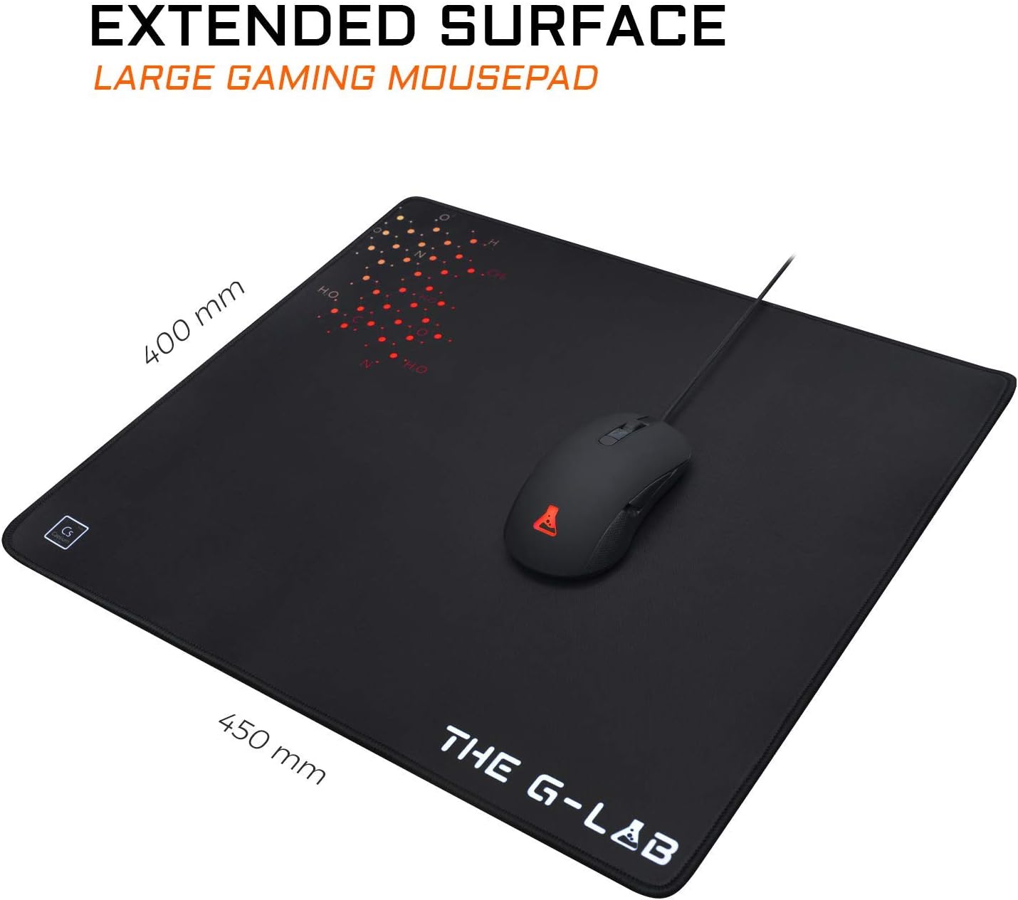 The G-Lab Pad CEASIUM - Tapis de Souris Gaming XL - Grand Tapis de Souris Gamer - Surface Optimisée Haute Précision - Base Antidérapante en Caoutchouc - Tapis de Souris Large 450x400x4mm - Noir